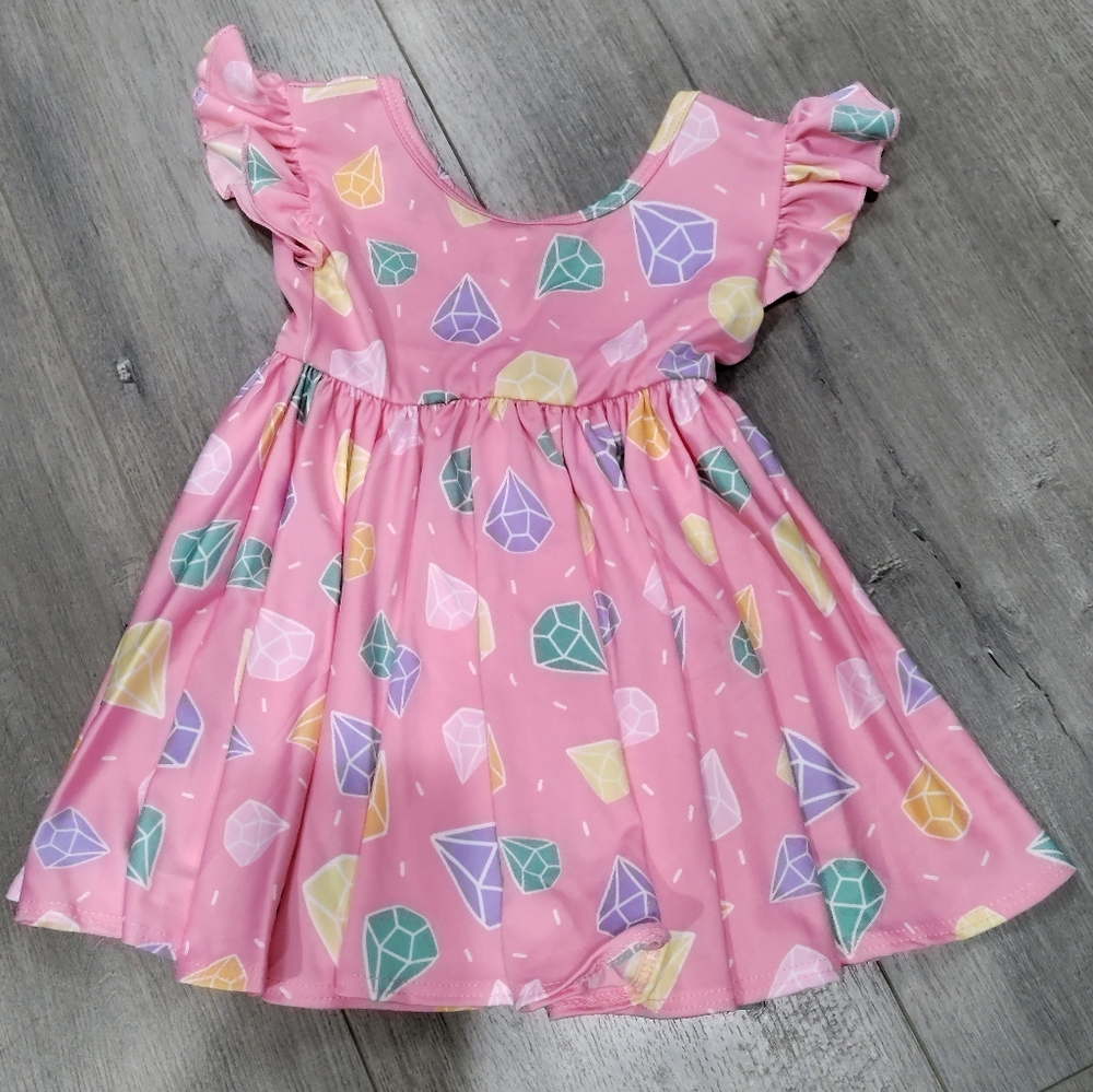 NWT DotDotSmile Infant pink jewels dress  size 6-12 months